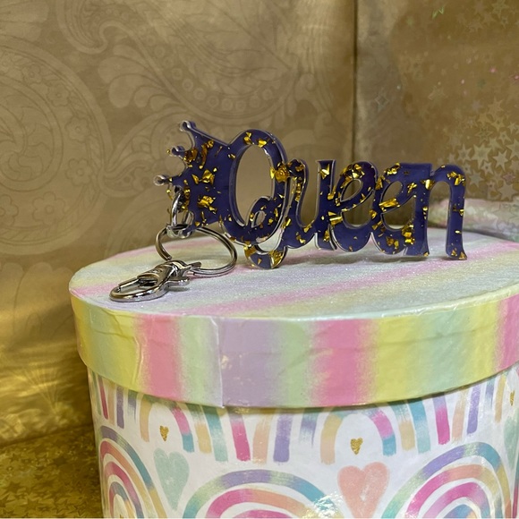 Queen Key Chain / Purse Charm Purse / Gold Sparkle - Picture 3 of 8